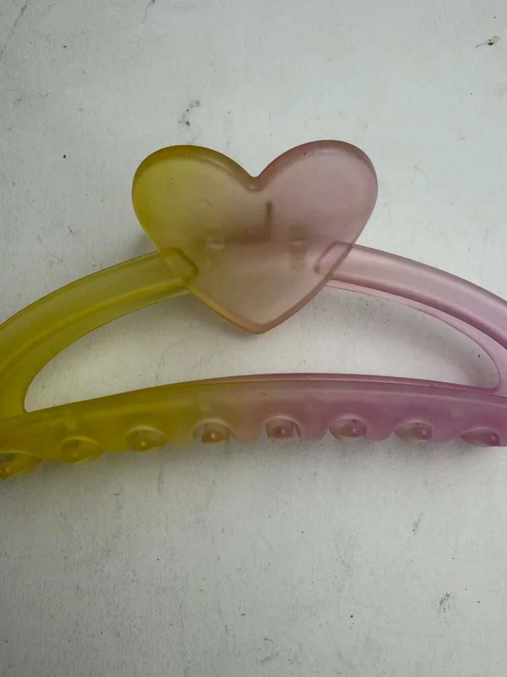 Matte Ombre Pink & Yellow Heart Claw Clip Large Hair Jaw Clip 5